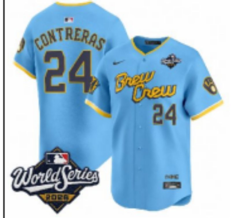Men Milwaukee Brewers #24 Contreras Blue Nike 2026 World Series jersey 102102->milwaukee brewers->MLB Jersey